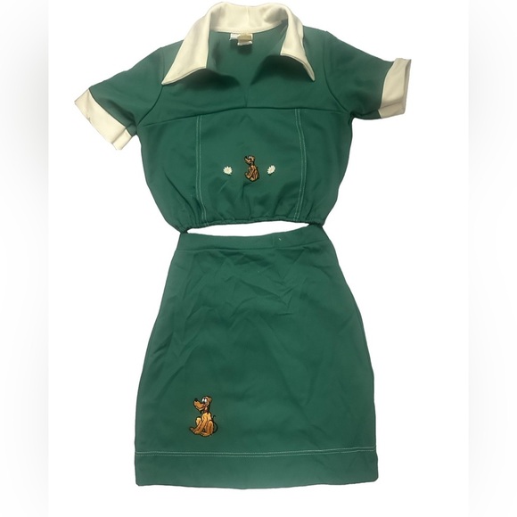 Vintage Disney Pluto Perma-Prest 2 Piece Skirt Set Girls Size 10 Sears 1970s USA - Picture 1 of 8